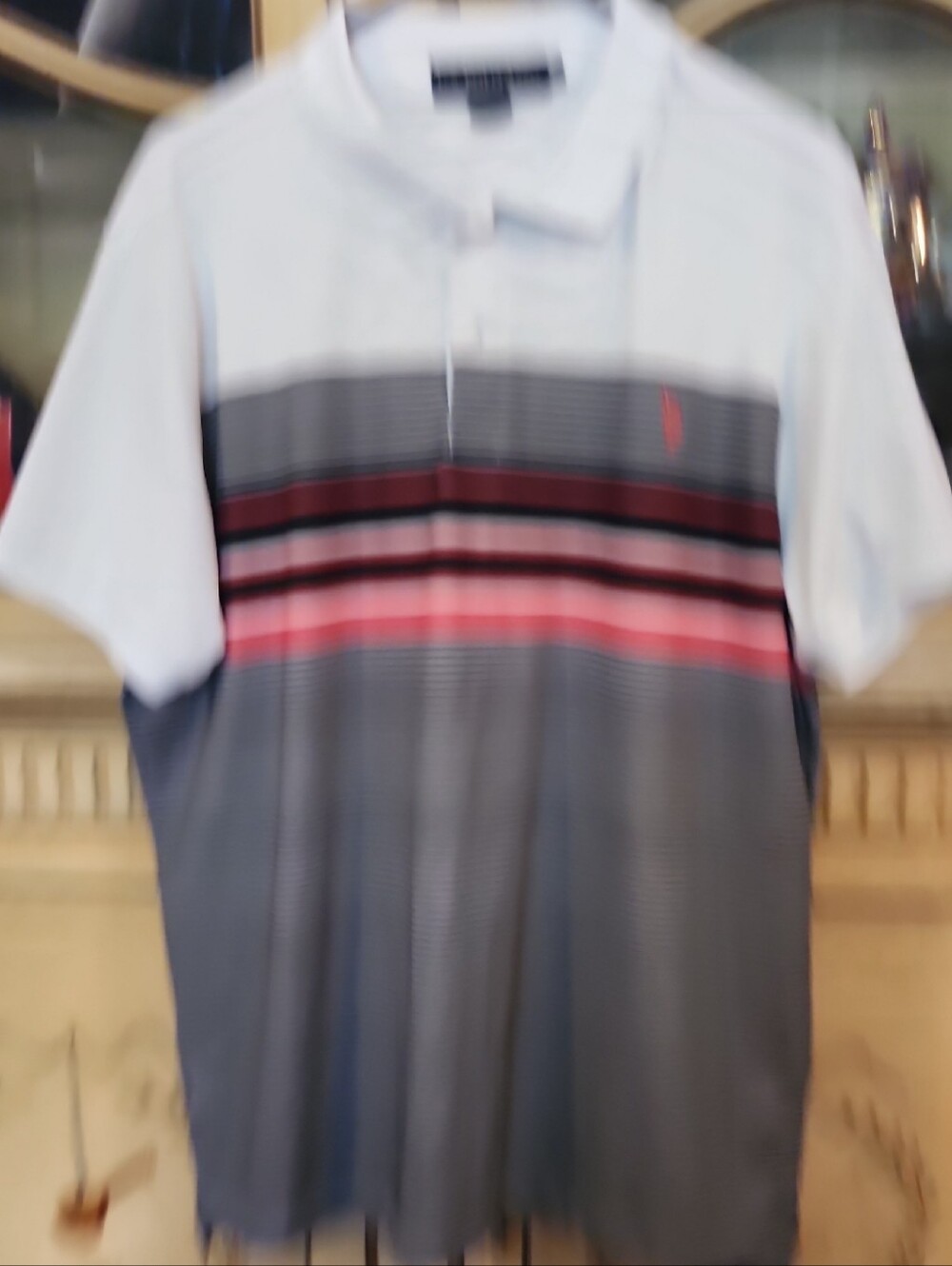 U.S. Polo Assn. White, Blue and  Red Striped Polo